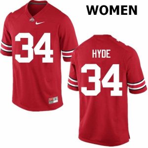 NCAA Ohio State Buckeyes Women's #34 Carlos Hyde Red Nike Football College Jersey TVE4445VP